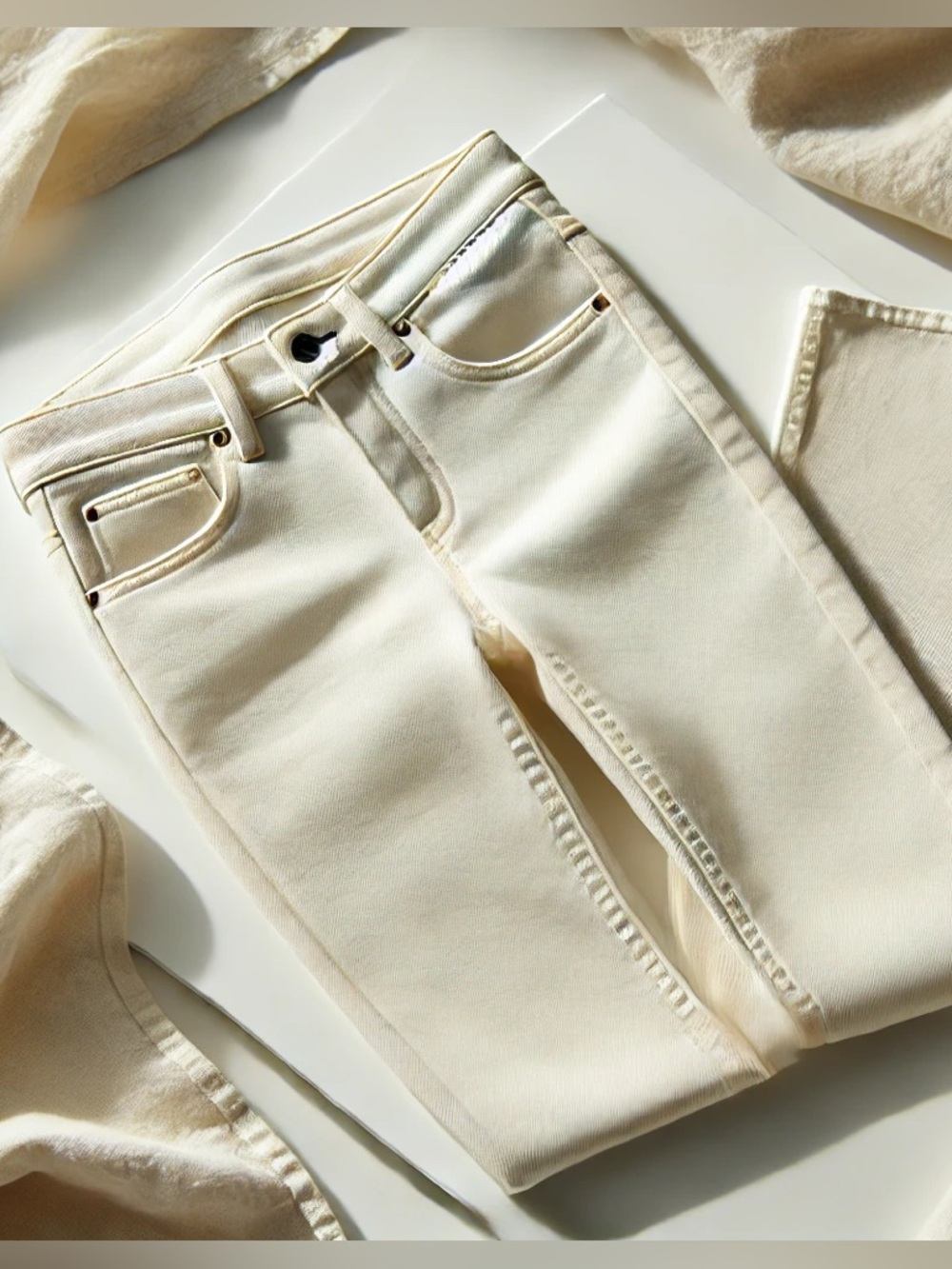 J CREW MERCANTILE JEANS, 32 x 28, Off-White (Cream) 5 Pocket Skinny Jeans, NEW.